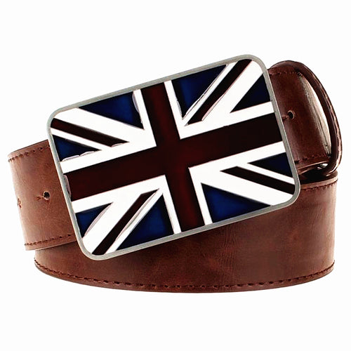 UK Flag Leather Men Belt