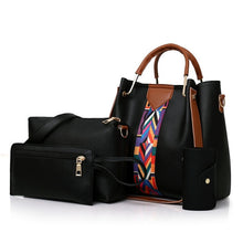 Load image into Gallery viewer, Four Pieces Set Striped PU Leather Shoulder Bag
