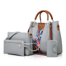 Load image into Gallery viewer, Four Pieces Set Striped PU Leather Shoulder Bag
