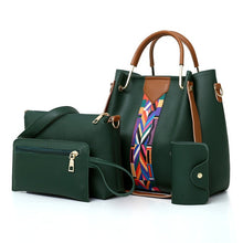 Load image into Gallery viewer, Four Pieces Set Striped PU Leather Shoulder Bag