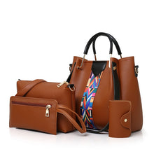 Load image into Gallery viewer, Four Pieces Set Striped PU Leather Shoulder Bag