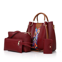 Load image into Gallery viewer, Four Pieces Set Striped PU Leather Shoulder Bag