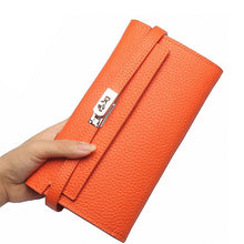 Load image into Gallery viewer, Orange Leather Women Wallet