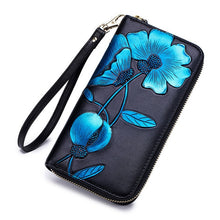Load image into Gallery viewer, Flower Zipper Genuine Leather Women Wallet