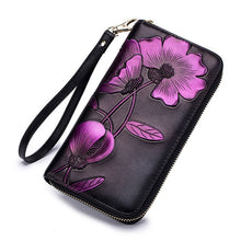 Load image into Gallery viewer, Flower Zipper Genuine Leather Women Wallet
