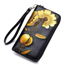 Load image into Gallery viewer, Flower Zipper Genuine Leather Women Wallet