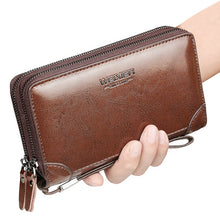 Load image into Gallery viewer, Double Zipper Vintage Leather Men Wallet