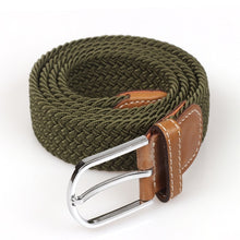 Load image into Gallery viewer, Black Canvas Elastic Woven and Leather Men Belt