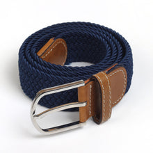 Load image into Gallery viewer, Black Canvas Elastic Woven and Leather Men Belt