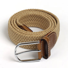Load image into Gallery viewer, Black Canvas Elastic Woven and Leather Men Belt