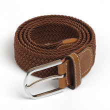 Load image into Gallery viewer, Black Canvas Elastic Woven and Leather Men Belt