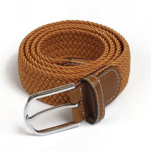 Load image into Gallery viewer, Black Canvas Elastic Woven and Leather Men Belt